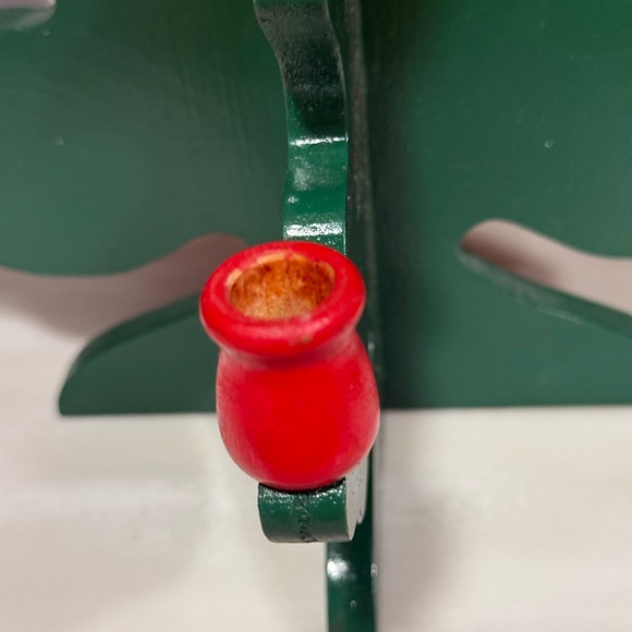 Vintage Swedish Wooden Christmas Tree Candle Holder Candelabra Handmade - Picture 3 of 7